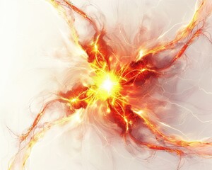 This orange lightning swirl is isolated on a transparent background.