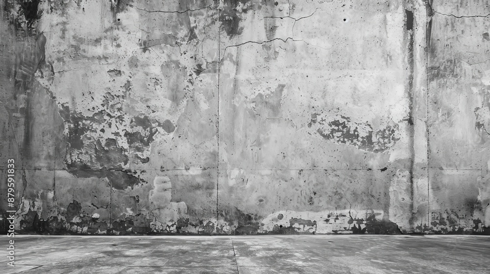 Poster wall with texture concrete and floor panorama for composition or design element; - image;