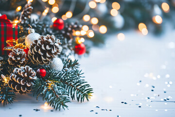 Christmas season greeting card design with a snow background for copy space for use in the festive  season, stock illustration image