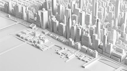 Fototapeta premium Chicago city in white 3D illustration.