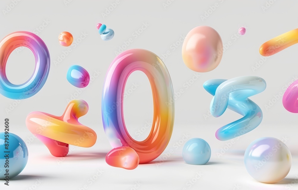 Poster a colorful abstract 3d art background with a pastel geometric shape floating on a white isolated bac