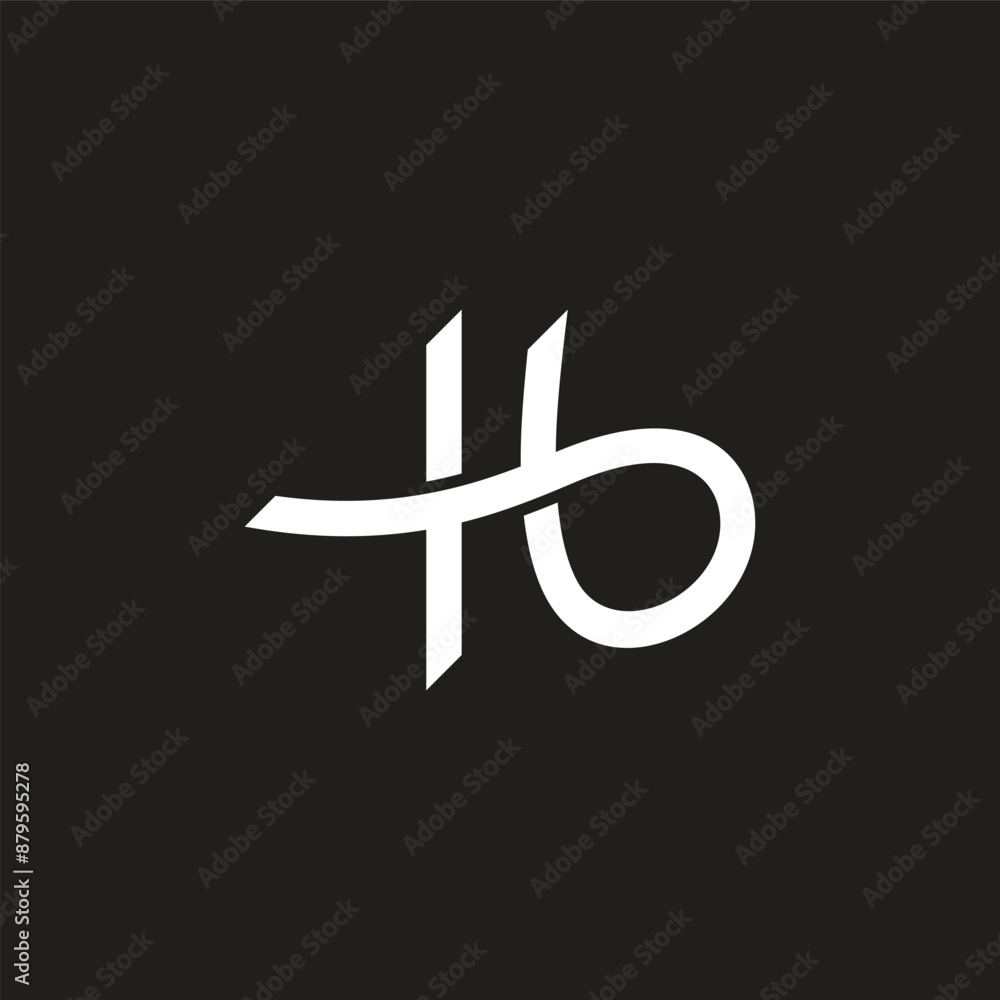 Poster letter hb curves loop overlap simple logo vector