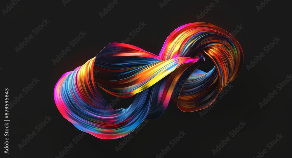 Aufkleber abstract twisted wavy shape rendered in 3d. a computer-generated geometric digital art piece