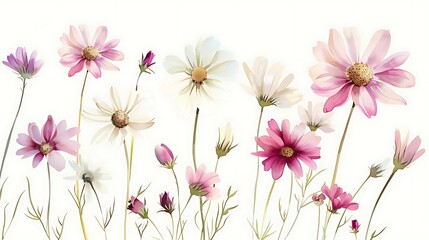 Watercolor Pink Daisy Bouquet