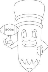 Pencil American Football Sports Vector Graphic Art Illustration