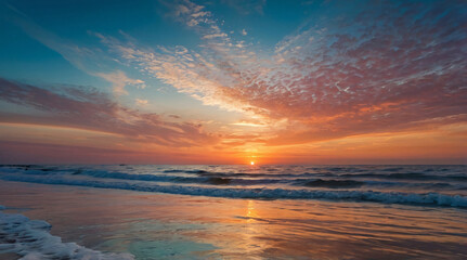 Fototapeta premium Serene Ocean Sunset: A Captivating Moment