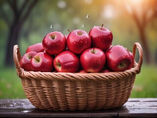 fresh red apples in a basket