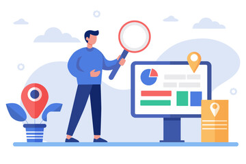 Local seo concept. Search marketing specialist making result page