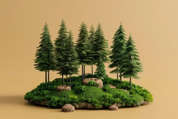 3d fantary forest isolated on solid background