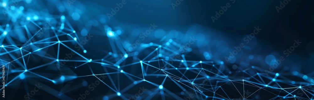 Poster the wave 3d design is an abstract blue geometric background with waves of particles. the big data vi