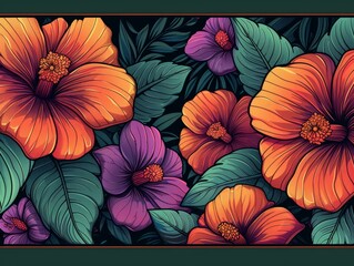 Vibrant Hawaiian Flowers Illustration