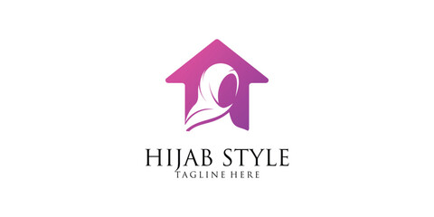 Creative hijab logo design with unique concept , premium vector