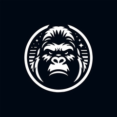King Kong head circle vector icon illustration design for t-shirt. Bold and captivating graphic for branding and apparel.