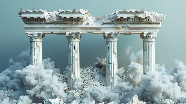 ruins of the ancient roman forum in clouds