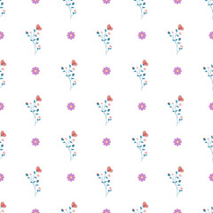 Hand drawn small flowers pattern design