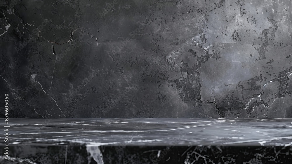 Poster the grey marble tabletop is accompanied by a dark black cement stone background which creates a rust