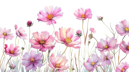 Fototapeta premium Watercolor Cosmos Flowers