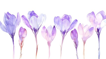 Fototapeta premium Watercolor Crocus Flowers