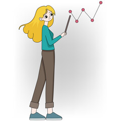 Businesswoman Analyzing Company Profits with a Graph