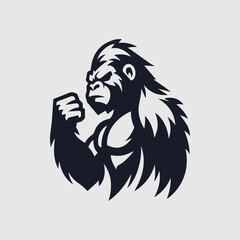 King Kong clenched fist logo icon illustration in vector design. Bold and powerful graphic for branding and creative projects.