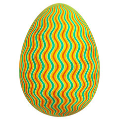 Abstract Easter Egg with Wavy Green and Red Stripes