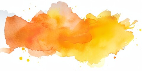 Obraz premium Splash of yellow and orange paint on a white background. The colors are bright and vibrant, creating a sense of energy and excitement. The splatter effect gives the impression of movement