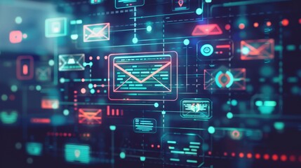 A digital representation of an email inbox interface, showcasing various elements of modern communication.