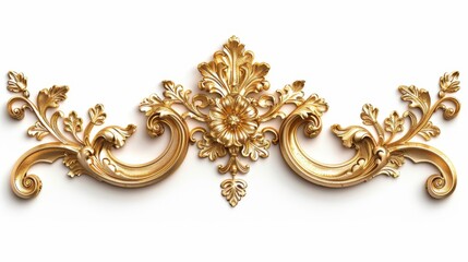 Gold decorative horizontal floral elements, corners, borders, and frames forming an elegant and ornate design.