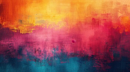 Fototapeta premium Colorful grunge art wall illustration with bold, textured brush strokes and vibrant hues.