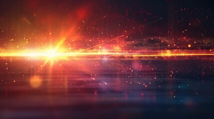 Fototapeta premium Beautiful light flares and glowing streaks on a dark background, creating a stunning visual effect.