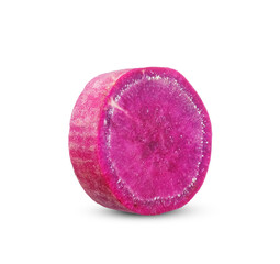 sliced sweet potato isolated on white background.