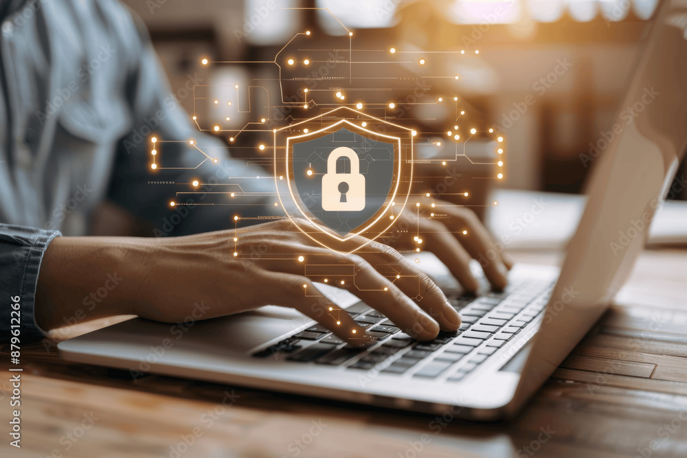 Poster cybersecurity data protection secure encryption internet privacy business confidentiality safety onl