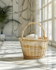 wicker basket near the window