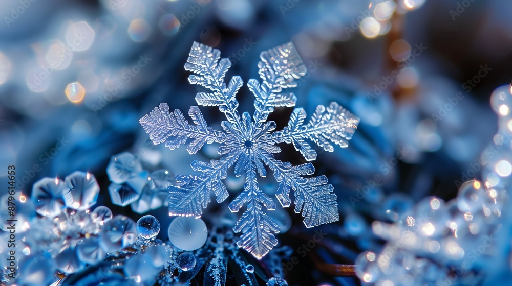 Poster a snowflake combined with other elements creates a captivating appearance, adding complexity and bea