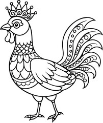 ROASTER MANDALA COLORING PAGES FOR STRESS RELIEF 