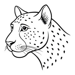 A Cheetah head side view line art vector illustration.
