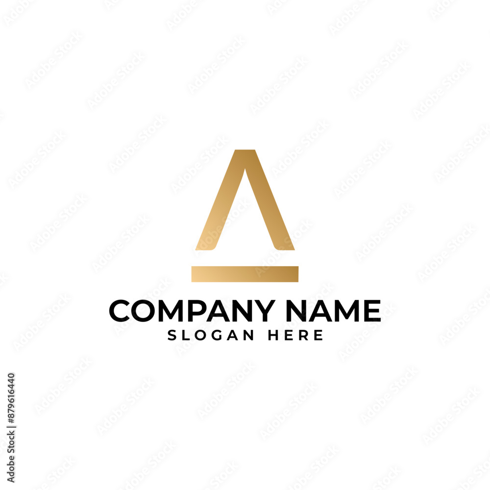 Poster the initial a lettermark in the shape upward arrow in gold gradient in modern luxury elegant and min