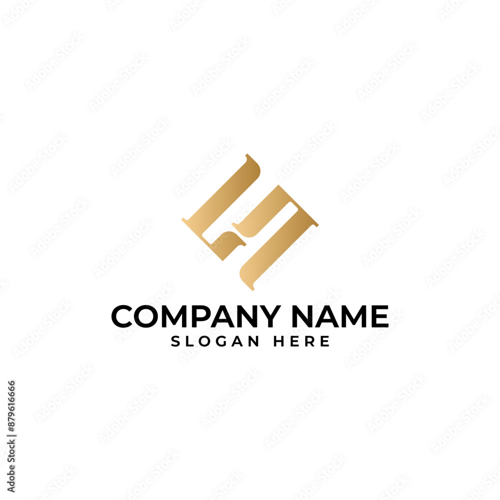 Poster the initial ls lettermark intertwined in gold gradient and executed with modern luxury elegant and m