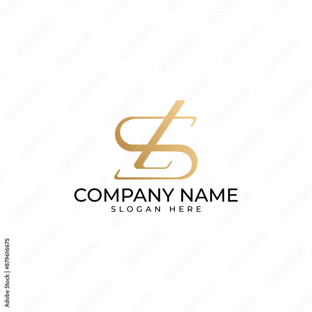 Poster the initial sl lettermark intertwined in gold gradient executed with modern luxury elegant and minim
