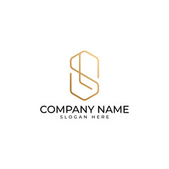 The initial SL lettermark in soft rounded hexagon and gold gradient in modern luxury elegant and minimalist style