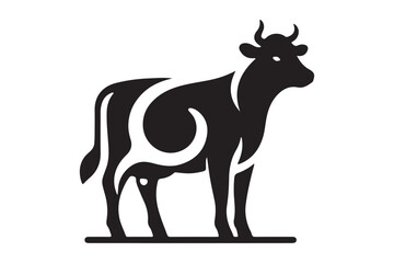 Farm Cow Silhouette Vector Illustration