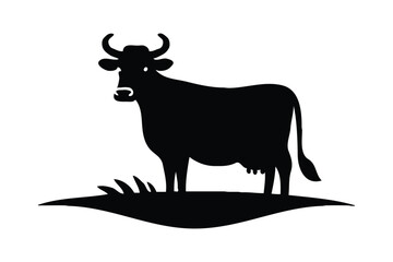 Farm Cow Silhouette Vector Illustration