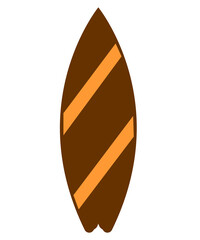 Surfboard clip art design on plain white transparent isolated background for card, shirt, hoodie, sweatshirt, apparel, tag, mug, icon, poster or badge