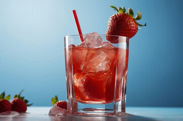 strawberry cocktail with ice