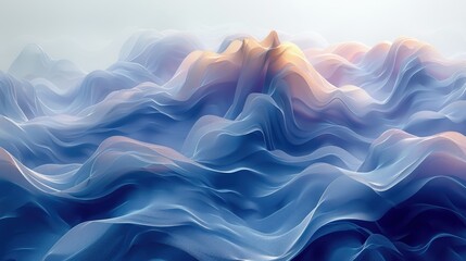 Abstract digital waves in blue and pink hues creating a fluid motion effect resembling mountains. Perfect for contemporary design backgrounds.