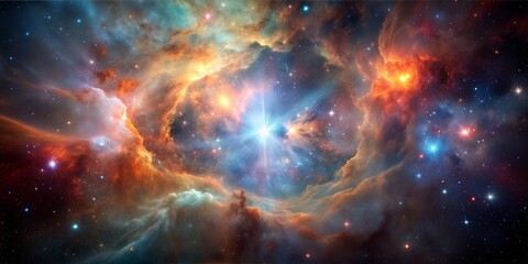 Fototapeta premium Brilliant Nebula in Space with Stars and Cosmic Clouds