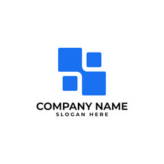 Fototapeta premium The connected pixel logo design template for networking and technology ai industry