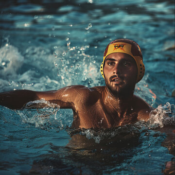 professional waterpolo player playing a match