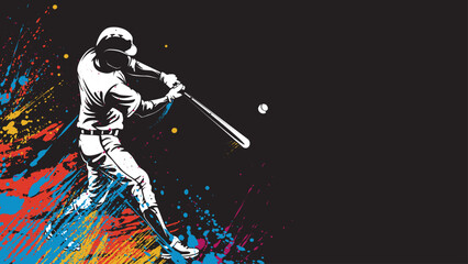 Baseball player. Baseball cap. Hitter swinging with bat. Abstract isolated vector silhouette. 