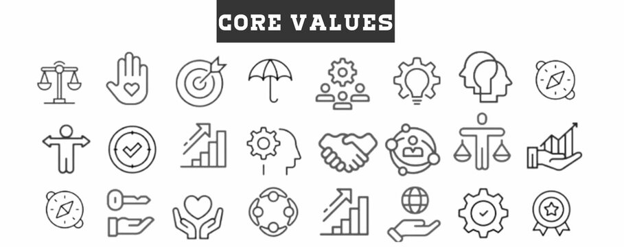 Simple set of core values ​​icons set